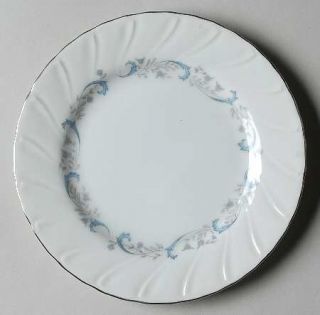 Camelot Gracious Bread & Butter Plate, Fine China Dinnerware   Gray Flowers, Blu