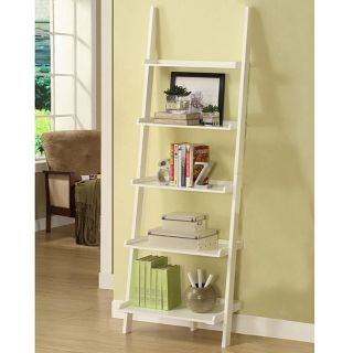 White Five tier Leaning Ladder Shelf