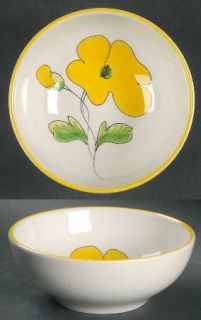 Mancioli Mci1 Coupe Cereal Bowl, Fine China Dinnerware   Yellow Flowers, Green L