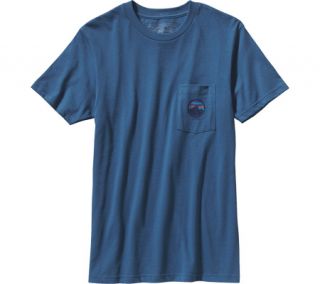 Mens Patagonia Fitz Roy Emblem Pocket T Shirt   Glass Blue T Shirts