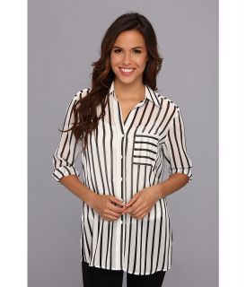 Karen Kane Sheer Stripe Shirt Womens Blouse (Multi)