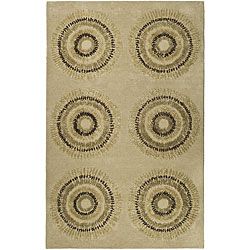 Handmade Deco Explosions Beige/ Multi N. Z. Wool Rug (5 X 8)