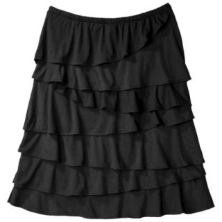 Merona Womens Knit Ruffle Skirt   Black   S