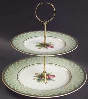 Fitz & Floyd Winter Holiday 2 Tiered Serving Tray (Dinner & Salad Plate), Fine C