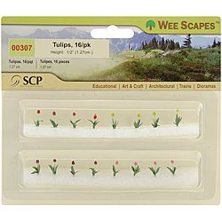Wee Scapes Miniature Plastic Tulip 16 Pack For Models And Dioramas