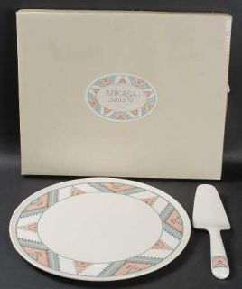 Mikasa Santa Fe Cake Plate & Solid Ceramic Server Set (Boxed), Fine China Dinner