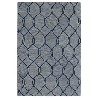 Hand tufted Utopia Tile Blue Wool Rug (8 X 11)