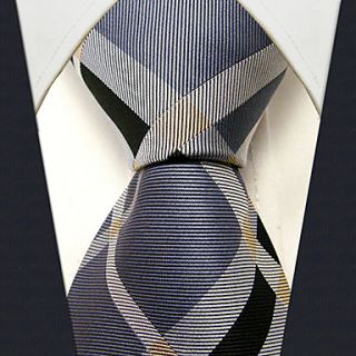 Mens Business Gray Check Pattern Necktie