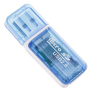 Mini USB 2.0 Memory Card Reader (Blue)