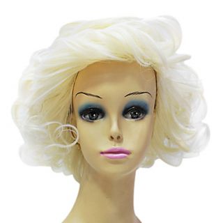 Capless Synthetic Fluffy Short Milky White Curly Hair Wig For Fashionable Women