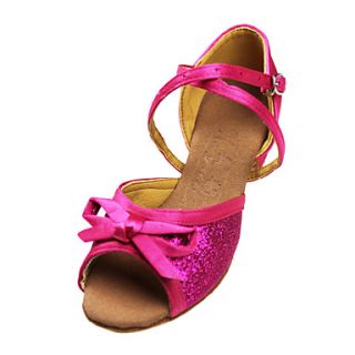 Sparkling Glitter Satin Upper Bow Decor Dance Sandals Dance Shoes For Kids Or Ladies(More Colors)