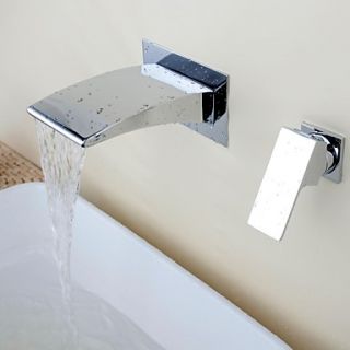 Contemporary Waterfall Chrome Brass Two Holes Single Handle Bathroom Sink Faucet