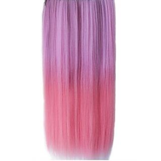 25 Inch Clip in Synthetic Purple and Pink Gradient Straight Hair Extensions with 5 Clips