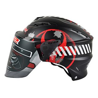 LS2 OP100 L SUMMER Matte Black And Red Anti UV ABS Material Motorcycle Half Helmet