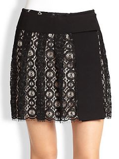 Diane von Furstenberg Metallic Lace Skirt   Black/Blondwood