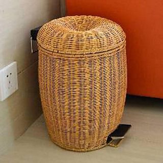 Classic Chinese Style Bamboo Lidded Bin   2 Colors Avaliable