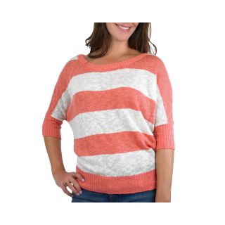 By & By Striped Sweater, Coral, Womens