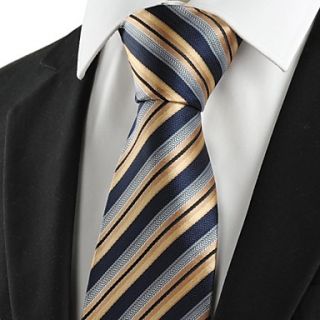 New Striped Golden Jacquard Business Mens Tie Necktie for Holiday Gift