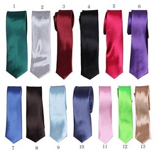 Solid Plain Polyester Mens Womans Woven Necktie 2 Inches 13 Colors