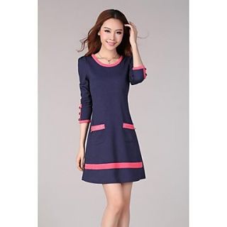 Womens Plus Size Round Collar Casual Dress