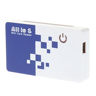 All in one Mini USB 2.0 Memory Card Reader (Blue and White)