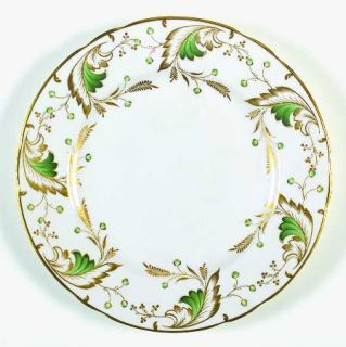 Spode Emerald Luncheon Plate, Fine China Dinnerware   Green/Gold Leaves & Berrie