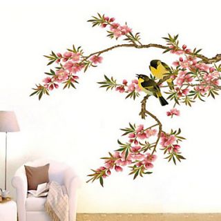 Pink Oleander Magpie Removable Wall Sticker