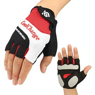 CoolChange Cycling Breathable Mesh Red Half Finger Gloves