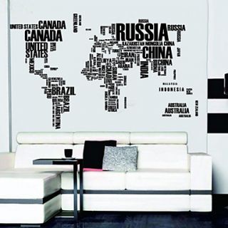 Letters Map Of World Wall Decals Removable Wall Stickers