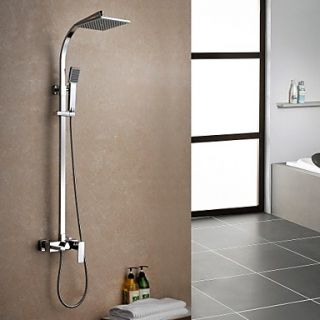 Contemporary Rain Shower Chrome Finish Brass Three Holes Single Handle Shower Faucet Set