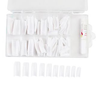 100PCS Mixed Size White French Nail Tips with Glue