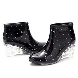 Plastic Womens Wedge Heel Ankle Boots Rain Boots(More Colors)