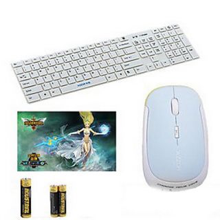 2.4G Wireless Quiet Ultrathin Gaming MouseKeyboard Suit with Mousepad and Three Batteries