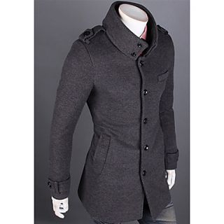 Mens Double layer Standing Collar Trench Coat