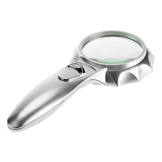 6X 65mm Handheld Magnifier Illuminated Pocket Magnifying Glass with 6 LED White Light (2 x AAA)