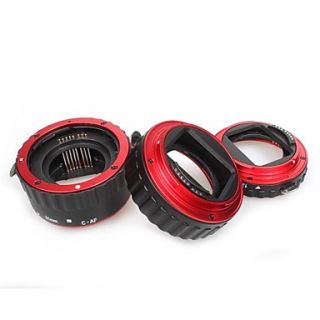 Commlite Aluminum and Red Color Electronic TTL Auto Focus AF Macro Extension Tube/Ring for Canon