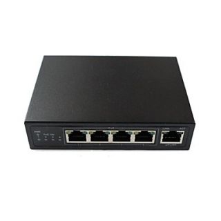 5 Port 10/100M PoE switch with Four port PoE injector and One port fiber