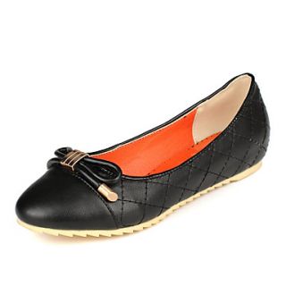 Faux Leather Womens Flat Heel Ballerina Flats with Bowknot Shoes(More Colors)