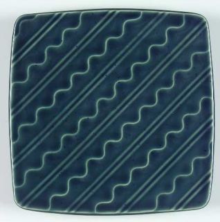 Dansk Cairo Teal Square Salad Plate, Fine China Dinnerware   Embossed Squiggly L