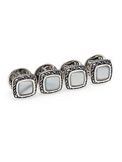 Sparta Mother of Pearl Square Stud Set   Sterling Silver