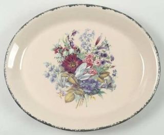 Home & Garden Party Floral 13 Oval Serving Platter, Fine China Dinnerware   Flo