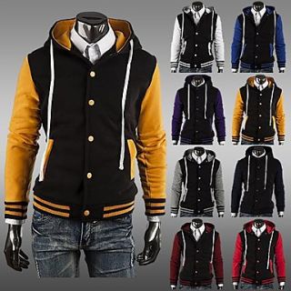 Mens Slim Hooded Contrast color Sweater