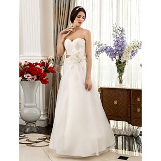 A line/Princess Sweetheart Floor length Lace And Organza Wedding Dress