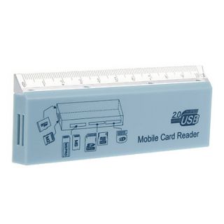 All in 1 Memory Card Reader with Ruler (Blue/Black/White)