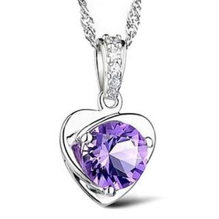 Gorgeous Platina Womens Slivery Pendant Necklace (1 Pc)(White,Purple)