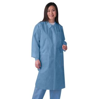 Medline Lab Coat, Sms, Traditonal Collar, Blue, M (bulk Pack Of 30)