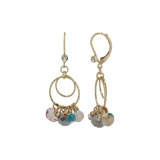 Worthington Gold Tone Multicolor Stone Circle Drop Earrings