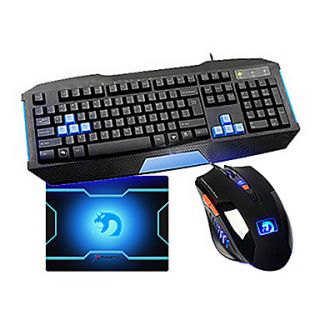 USB Wired Optical High speed Gaming KeyboardMouse Suit with Mousepad