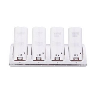Quad USB Battery Charging Station/Stand/Dock with Rechargeable Batteries for Wii/Wii U Remote