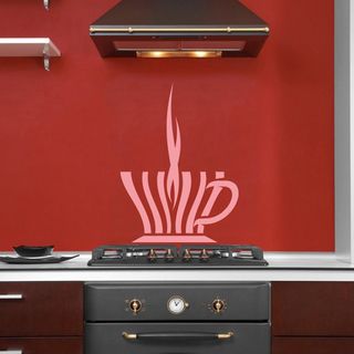 Cup Of Coffee Smoke Pink Vinyl Sticker Wall Decal (Glossy pink Theme Coffee cup Materials VinylIncludes One (1) wall decalEasy to apply; comes with instructions Dimensions 25 inches wide x 35 inches longAll measurements are approximate. )
